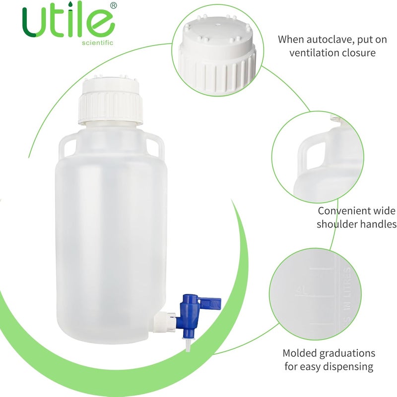 UTILE 1 Pc Gallon Jug Vol.5L, Plastic Jug, PP Material Round Carboys with Screw Cap 4093.0191.1 - Image 3